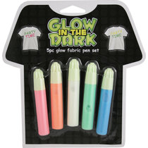Glow Fabric Pen 5 Pk