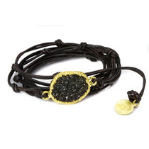 Piper - Black Druzy Triple Wrap Bracelet