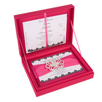 Nicole Silk Box Invitation Suite in Hot Pink